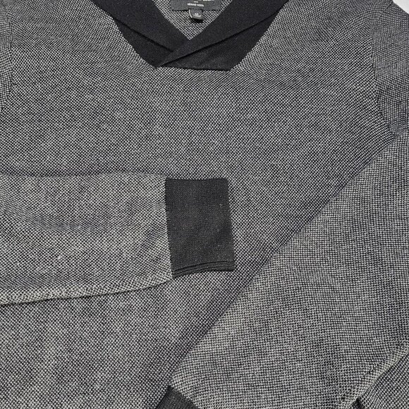 Banana Republic men's black merino wool pullover sweater shawl collar EUC M - Picture 2 of 4